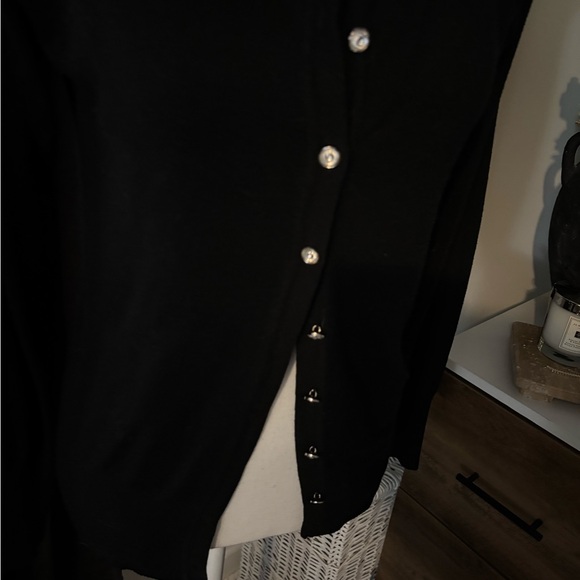 Elegant Black Button-Up Women's Cardigan - Picture 2 of 4